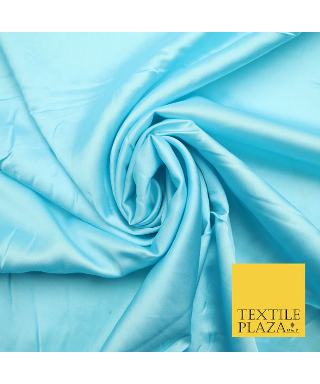 Aqua Blue 2 Fine Silky Smooth Liquid Sateen Satin Dress Fabric Drape Lining Material 7887