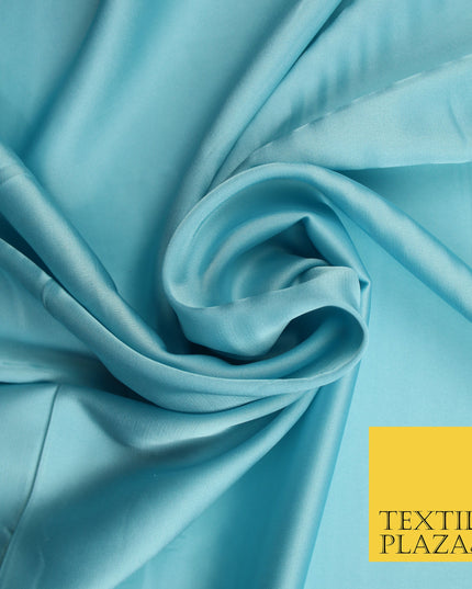 Aqua Blue Fine Silky Smooth Liquid Sateen Satin Dress Fabric Drape Lining Material 7886