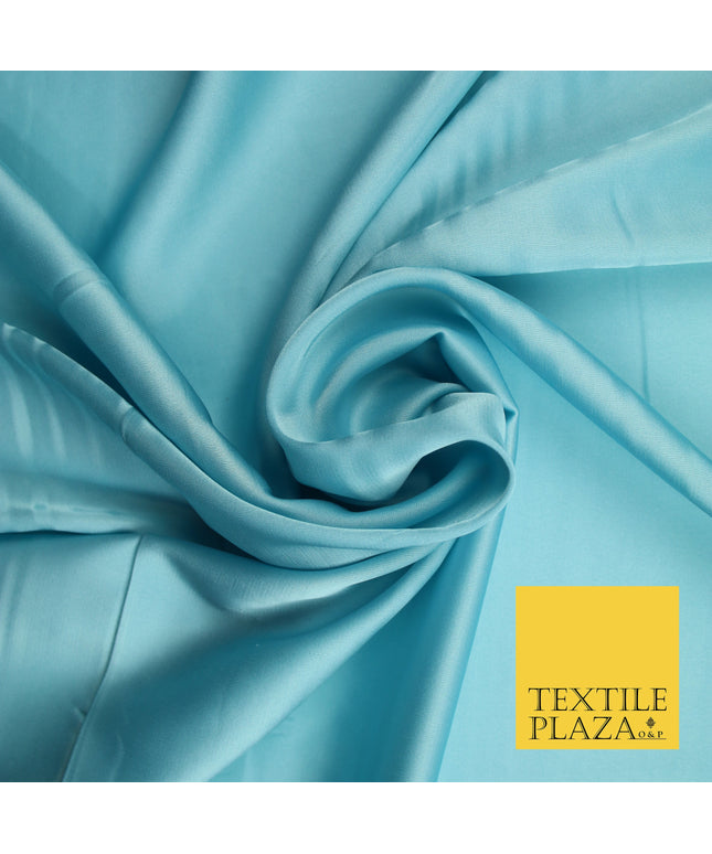 Aqua Blue Fine Silky Smooth Liquid Sateen Satin Dress Fabric Drape Lining Material 7886