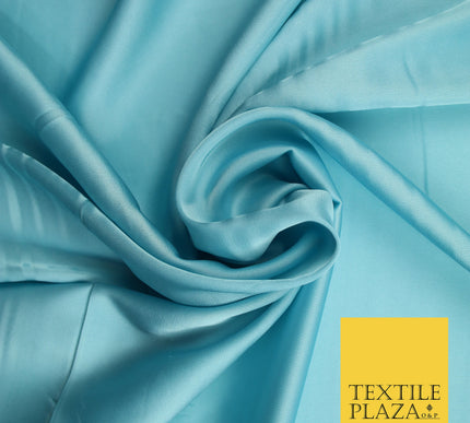 Aqua Blue Fine Silky Smooth Liquid Sateen Satin Dress Fabric Drape Lining Material 7886