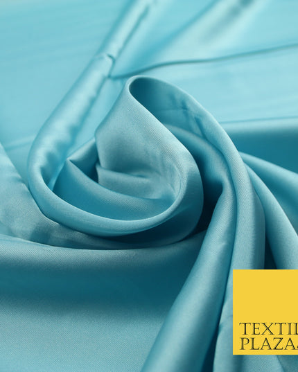Aqua Blue Fine Silky Smooth Liquid Sateen Satin Dress Fabric Drape Lining Material 7886