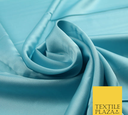 Aqua Blue Fine Silky Smooth Liquid Sateen Satin Dress Fabric Drape Lining Material 7886