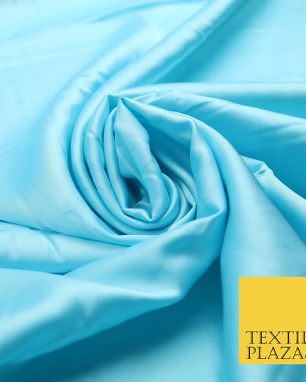 Aqua Blue 2 Fine Silky Smooth Liquid Sateen Satin Dress Fabric Drape Lining Material 7887
