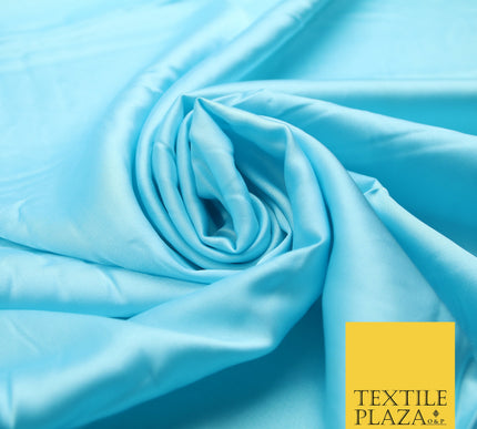 Aqua Blue 2 Fine Silky Smooth Liquid Sateen Satin Dress Fabric Drape Lining Material 7887