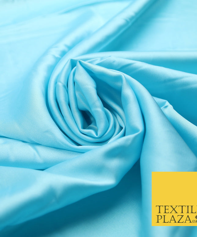 Aqua Blue 2 Fine Silky Smooth Liquid Sateen Satin Dress Fabric Drape Lining Material 7887