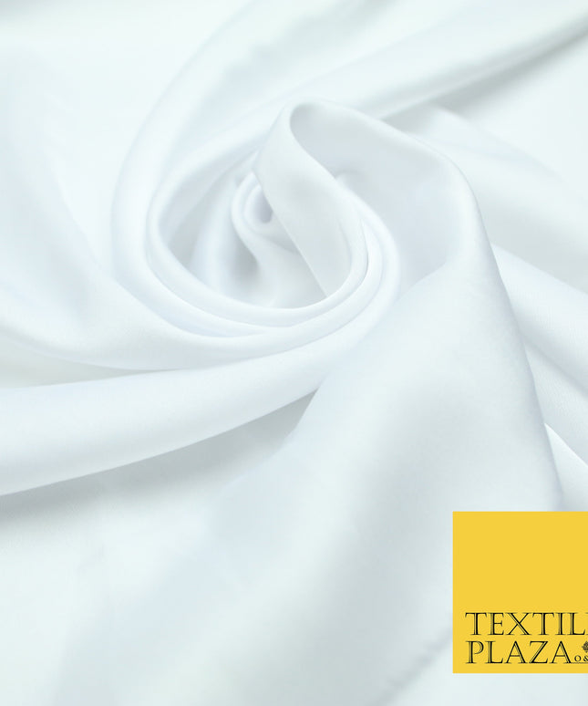 Arctic White Fine Silky Smooth Liquid Sateen Satin Dress Fabric Drape Lining Material 7815