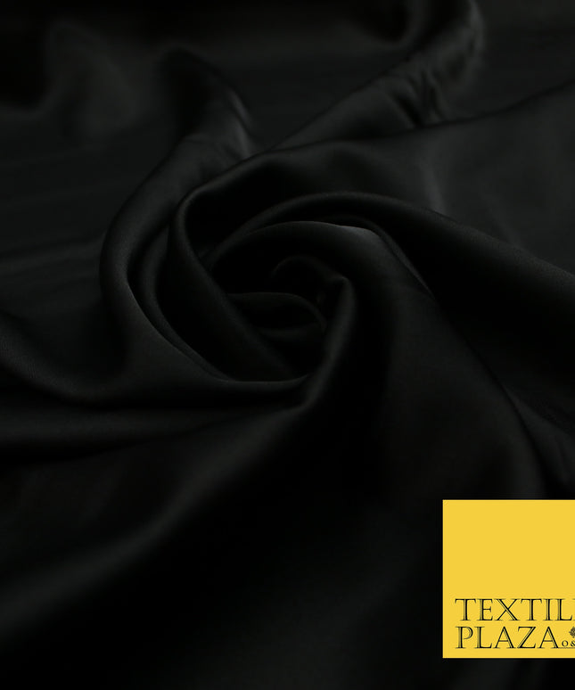 Black Fine Silky Smooth Liquid Sateen Satin Dress Fabric Drape Lining Material 7804