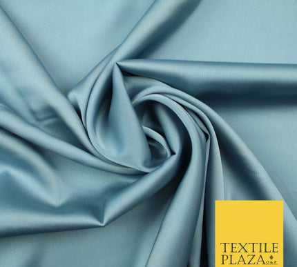 Blue Grey Fine Silky Smooth Liquid Sateen Satin Dress Fabric Drape Lining Material 7880