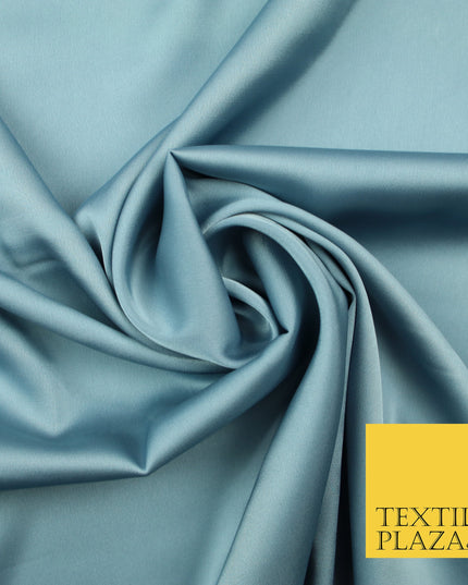 Blue Grey Fine Silky Smooth Liquid Sateen Satin Dress Fabric Drape Lining Material 7880