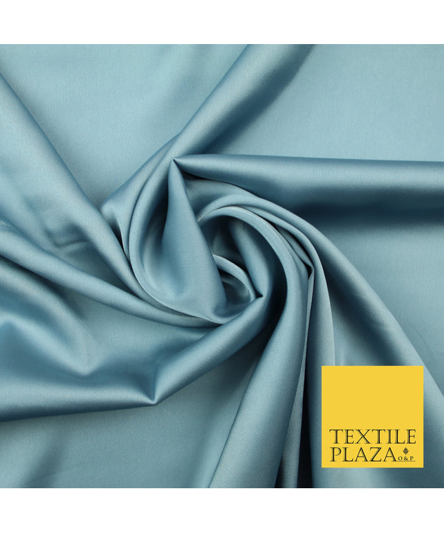 Blue Grey Fine Silky Smooth Liquid Sateen Satin Dress Fabric Drape Lining Material 7880
