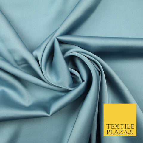 Blue Grey Fine Silky Smooth Liquid Sateen Satin Dress Fabric Drape Lining Material 7880