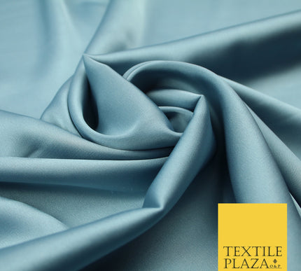Blue Grey Fine Silky Smooth Liquid Sateen Satin Dress Fabric Drape Lining Material 7880