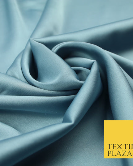 Blue Grey Fine Silky Smooth Liquid Sateen Satin Dress Fabric Drape Lining Material 7880