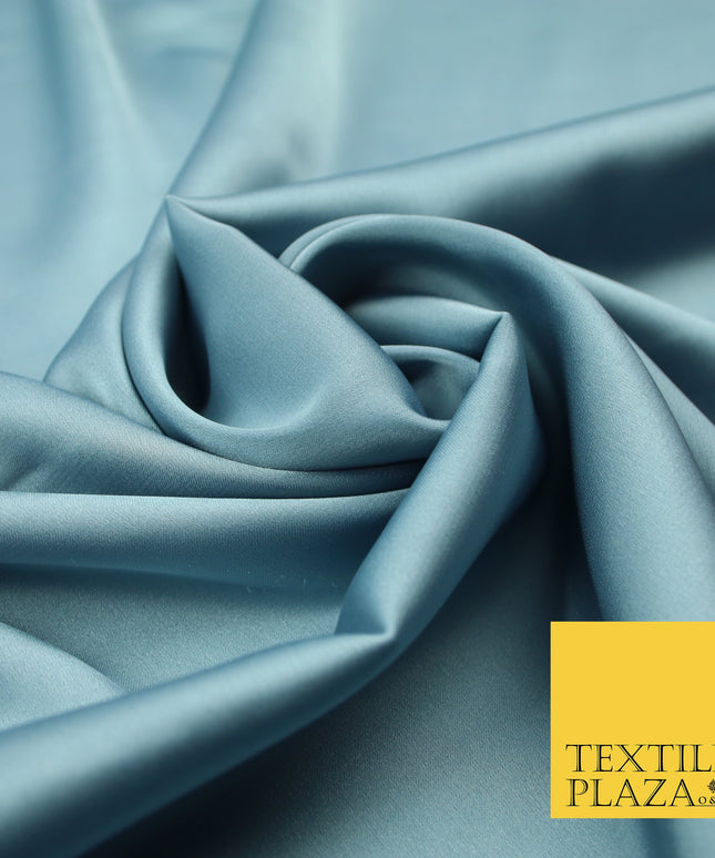 Blue Grey Fine Silky Smooth Liquid Sateen Satin Dress Fabric Drape Lining Material 7880