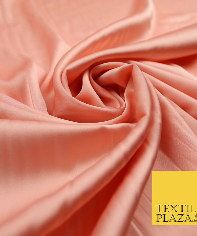 Bright Peach Fine Silky Smooth Liquid Sateen Satin Dress Fabric Drape Lining Material 7838