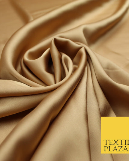 Caramel Gold Fine Silky Smooth Liquid Sateen Satin Dress Fabric Drape Lining Material 7832