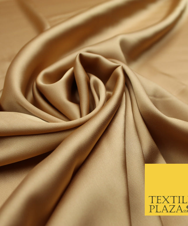 Caramel Gold Fine Silky Smooth Liquid Sateen Satin Dress Fabric Drape Lining Material 7832