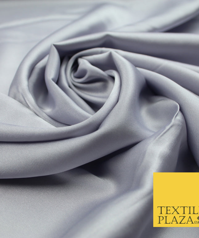 Cloud Grey Fine Silky Smooth Liquid Sateen Satin Dress Fabric Drape Lining Material 7812