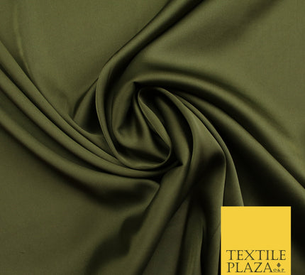 Dark Khaki Green Fine Silky Smooth Liquid Sateen Satin Dress Fabric Drape Lining Material 7900