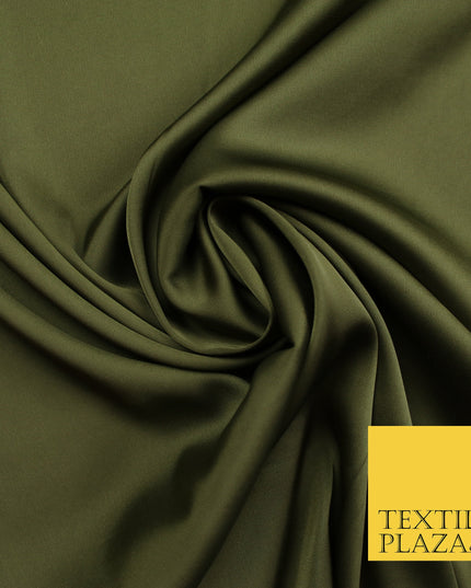 Dark Khaki Green Fine Silky Smooth Liquid Sateen Satin Dress Fabric Drape Lining Material 7900