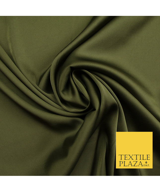 Dark Khaki Green Fine Silky Smooth Liquid Sateen Satin Dress Fabric Drape Lining Material 7900