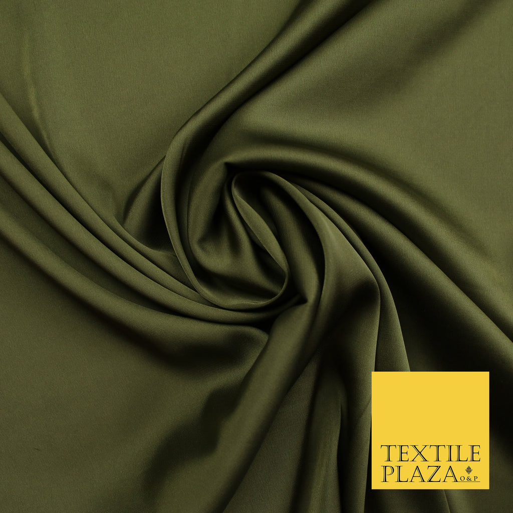 Dark Khaki Green Fine Silky Smooth Liquid Sateen Satin Dress Fabric Drape Lining Material 7900
