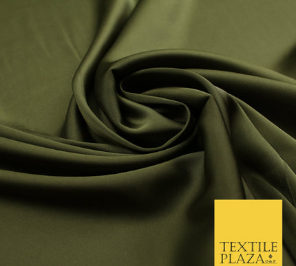 Dark Khaki Green Fine Silky Smooth Liquid Sateen Satin Dress Fabric Drape Lining Material 7900