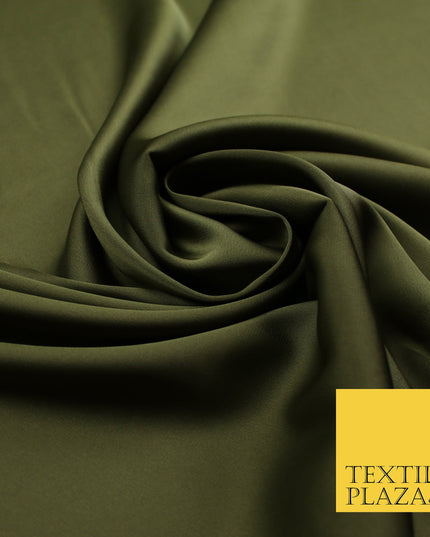 Dark Khaki Green Fine Silky Smooth Liquid Sateen Satin Dress Fabric Drape Lining Material 7900