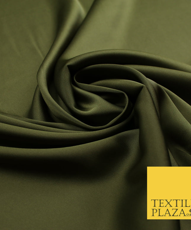 Dark Khaki Green Fine Silky Smooth Liquid Sateen Satin Dress Fabric Drape Lining Material 7900