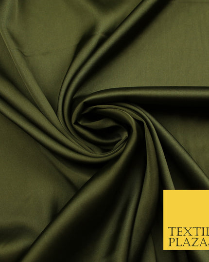 Dark Olive Green Fine Silky Smooth Liquid Sateen Satin Dress Fabric Drape Lining Material 7895