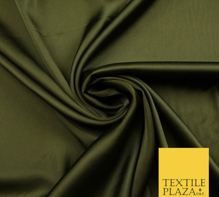 Dark Olive Green Fine Silky Smooth Liquid Sateen Satin Dress Fabric Drape Lining Material 7895