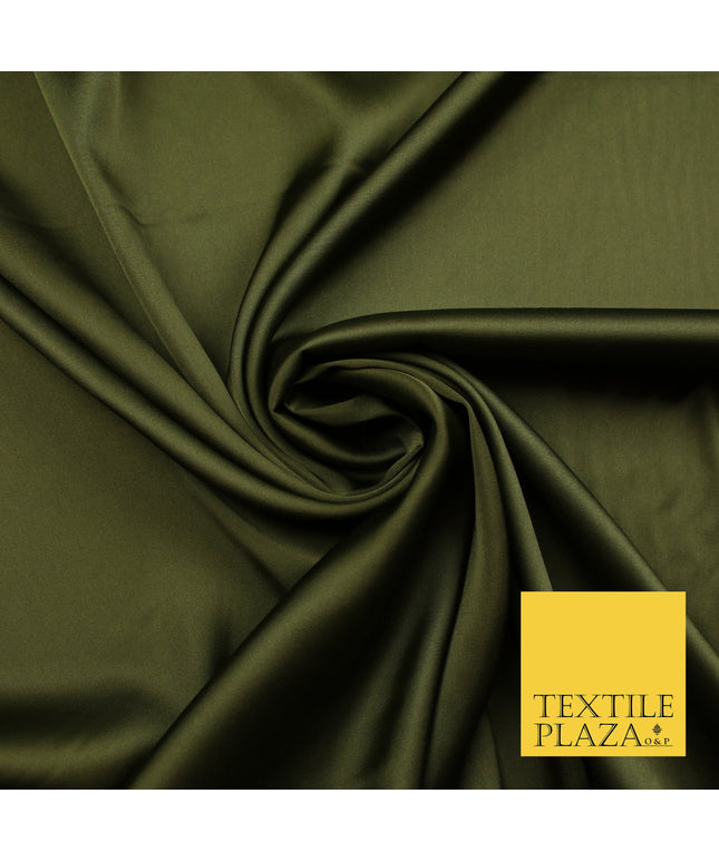 Dark Olive Green Fine Silky Smooth Liquid Sateen Satin Dress Fabric Drape Lining Material 7895