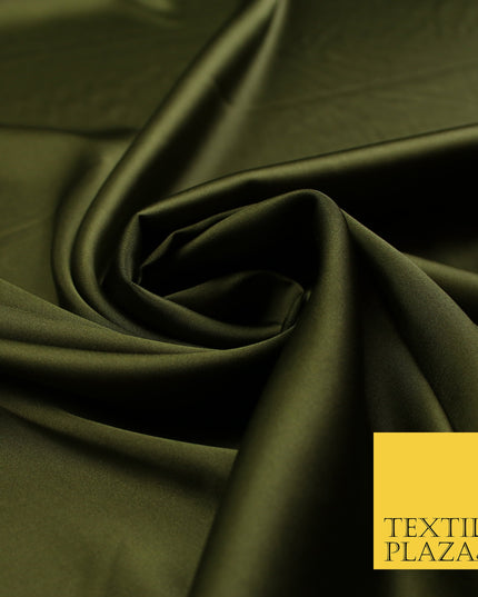 Dark Olive Green Fine Silky Smooth Liquid Sateen Satin Dress Fabric Drape Lining Material 7895
