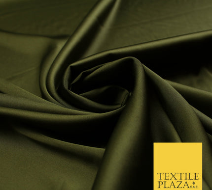 Dark Olive Green Fine Silky Smooth Liquid Sateen Satin Dress Fabric Drape Lining Material 7895