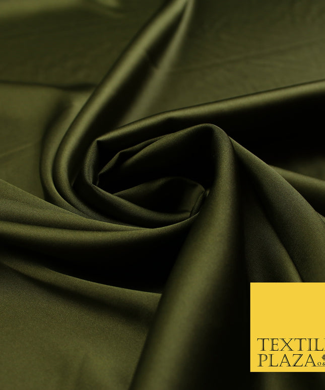 Dark Olive Green Fine Silky Smooth Liquid Sateen Satin Dress Fabric Drape Lining Material 7895