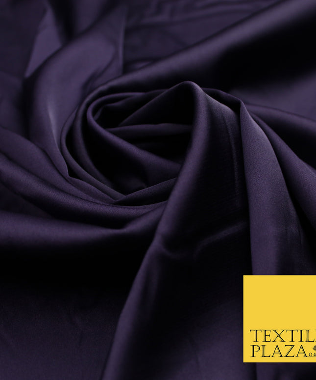Dark Purple Fine Silky Smooth Liquid Sateen Satin Dress Fabric Drape Lining Material 7862
