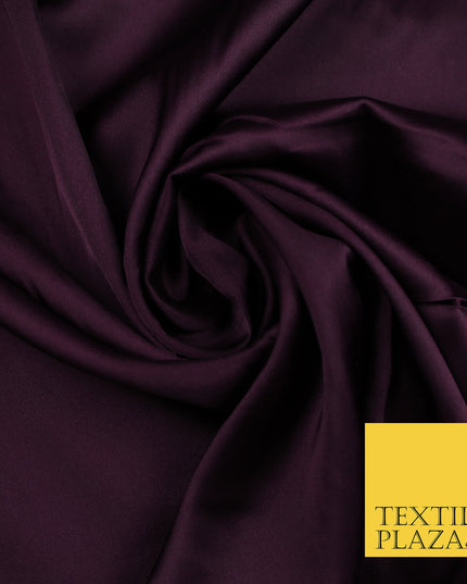 Deep Plum Aubergine Fine Silky Smooth Liquid Sateen Satin Dress Fabric Drape Lining Material 7860