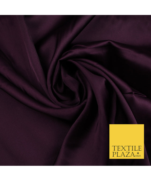 Deep Plum Aubergine Fine Silky Smooth Liquid Sateen Satin Dress Fabric Drape Lining Material 7860