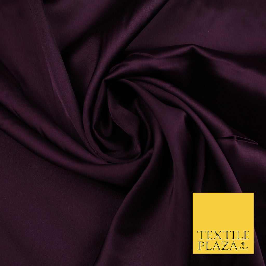 Deep Plum Aubergine Fine Silky Smooth Liquid Sateen Satin Dress Fabric Drape Lining Material 7860