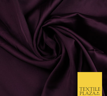 Deep Plum Aubergine Fine Silky Smooth Liquid Sateen Satin Dress Fabric Drape Lining Material 7860