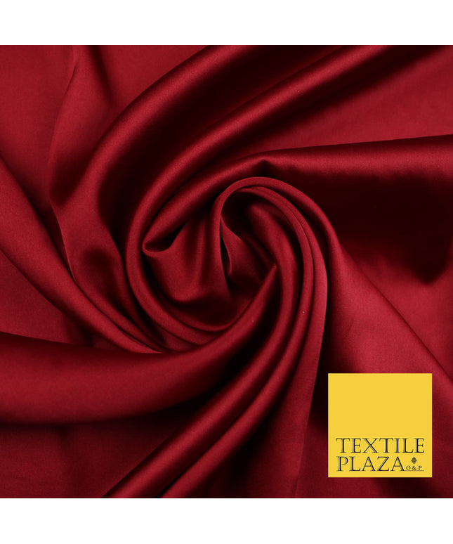 Deep Red Fine Silky Smooth Liquid Sateen Satin Dress Fabric Drape Lining Material 7866