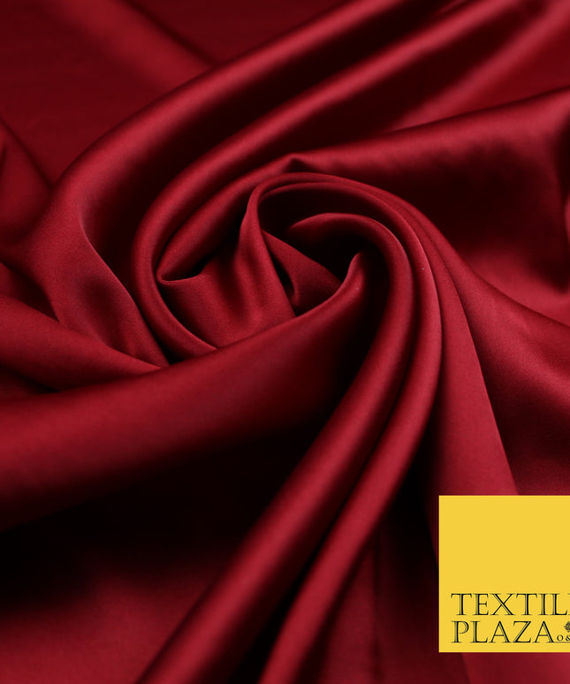 Deep Red Fine Silky Smooth Liquid Sateen Satin Dress Fabric Drape Lining Material 7866