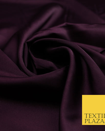 Deep Plum Aubergine Fine Silky Smooth Liquid Sateen Satin Dress Fabric Drape Lining Material 7860