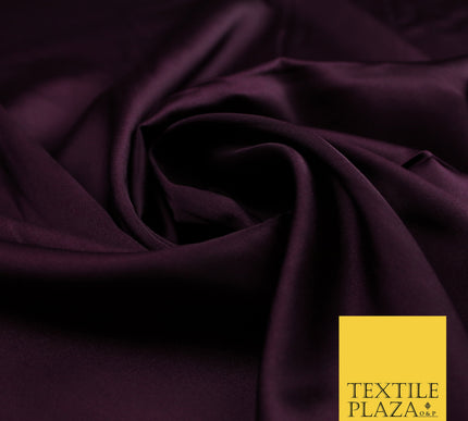 Deep Plum Aubergine Fine Silky Smooth Liquid Sateen Satin Dress Fabric Drape Lining Material 7860