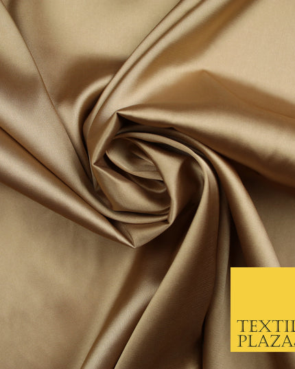 Hazelnut Gold Fine Silky Smooth Liquid Sateen Satin Dress Fabric Drape Lining Material 7828