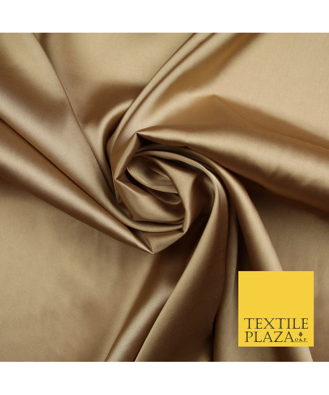 Hazelnut Gold Fine Silky Smooth Liquid Sateen Satin Dress Fabric Drape Lining Material 7828
