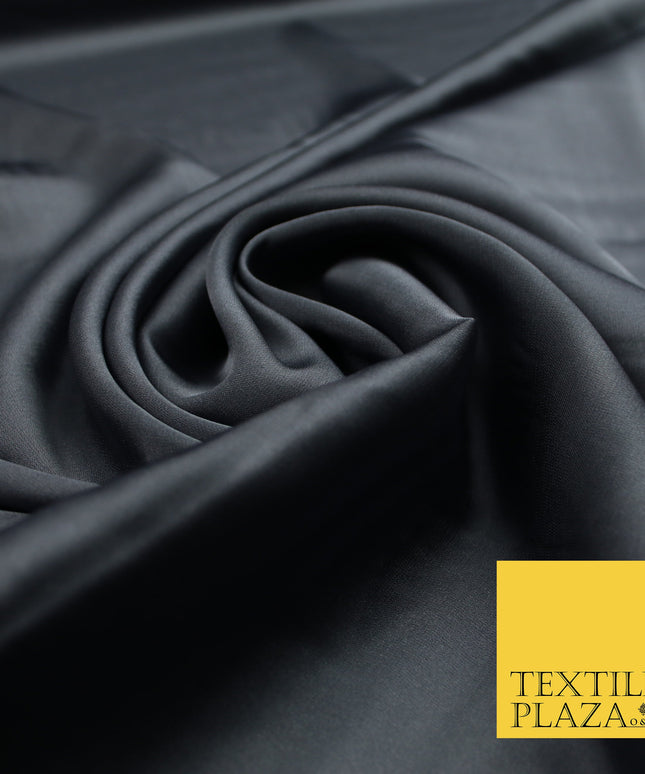 Graphite Grey Fine Silky Smooth Liquid Sateen Satin Dress Fabric Drape Lining Material 7808