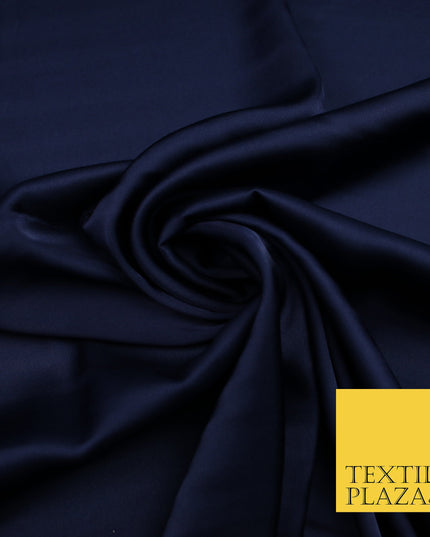 Ink Navy Fine Silky Smooth Liquid Sateen Satin Dress Fabric Drape Lining Material 7805