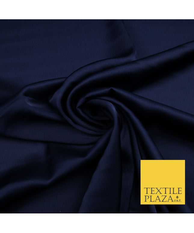 Ink Navy Fine Silky Smooth Liquid Sateen Satin Dress Fabric Drape Lining Material 7805