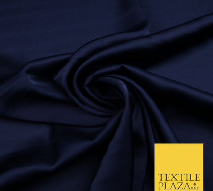 Ink Navy Fine Silky Smooth Liquid Sateen Satin Dress Fabric Drape Lining Material 7805